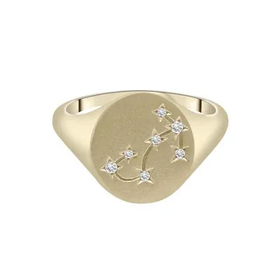 Zodiac 10K Yellow Gold 0.05CTW Diamond Scorpio Signet Ring