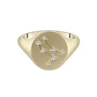 Zodiac 10K Yellow Gold Diamond Gemini Signet Ring