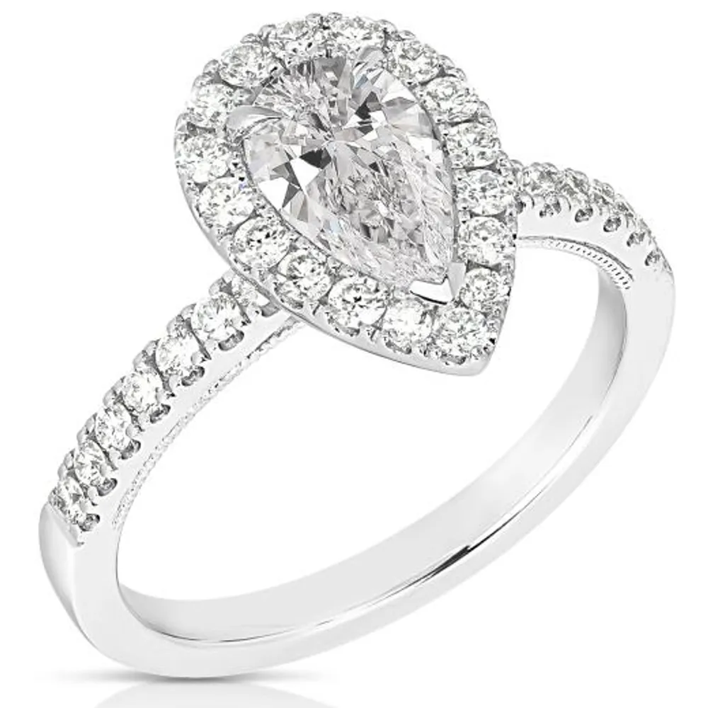 Chemistry 14K White Gold Lab Grown 1.60CTW Pear Cut Diamond Ring