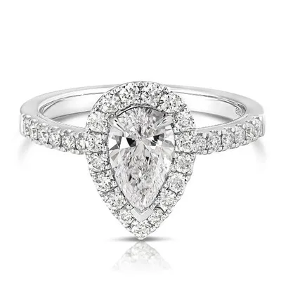 Chemistry 14K White Gold Lab Grown 2.10CTW Pear Cut Diamond Ring