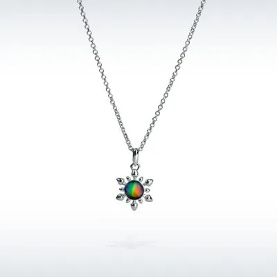 Silver Plated Brass 16"-18" 1.8mm Ammolite Snowflake Necklace