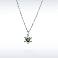 Silver Plated Brass 16"-18" 1.8mm Ammolite Snowflake Necklace