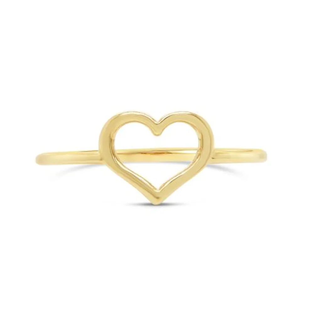 10K Yellow Gold Open Heart Ring