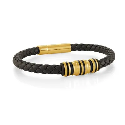 Black 8.25" Leather Bracelet