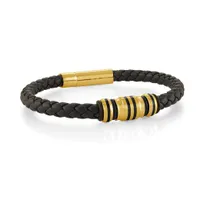 Black 8.25" Leather Bracelet