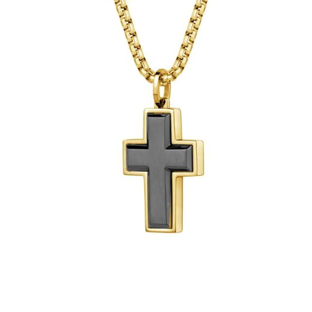 Black Stainless Steel Cross Necklace
