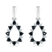 Sterling Silver 0.29CTW Black & White Diamond Dangle Earrings