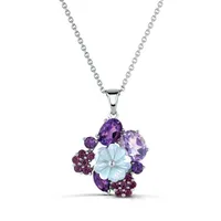 Sterling Silver Amethyst, Rhodolite & Mother-Of-Pearl Pendant