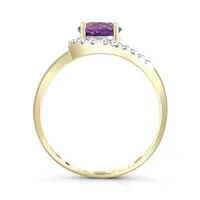 10K Yellow Gold Amethyst & Diamond Ring