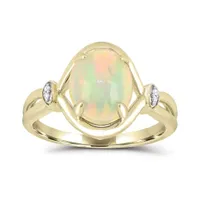 10K Yellow Gold Opal & Diamond Ring