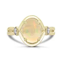 10K Yellow Gold Opal & Diamond Ring