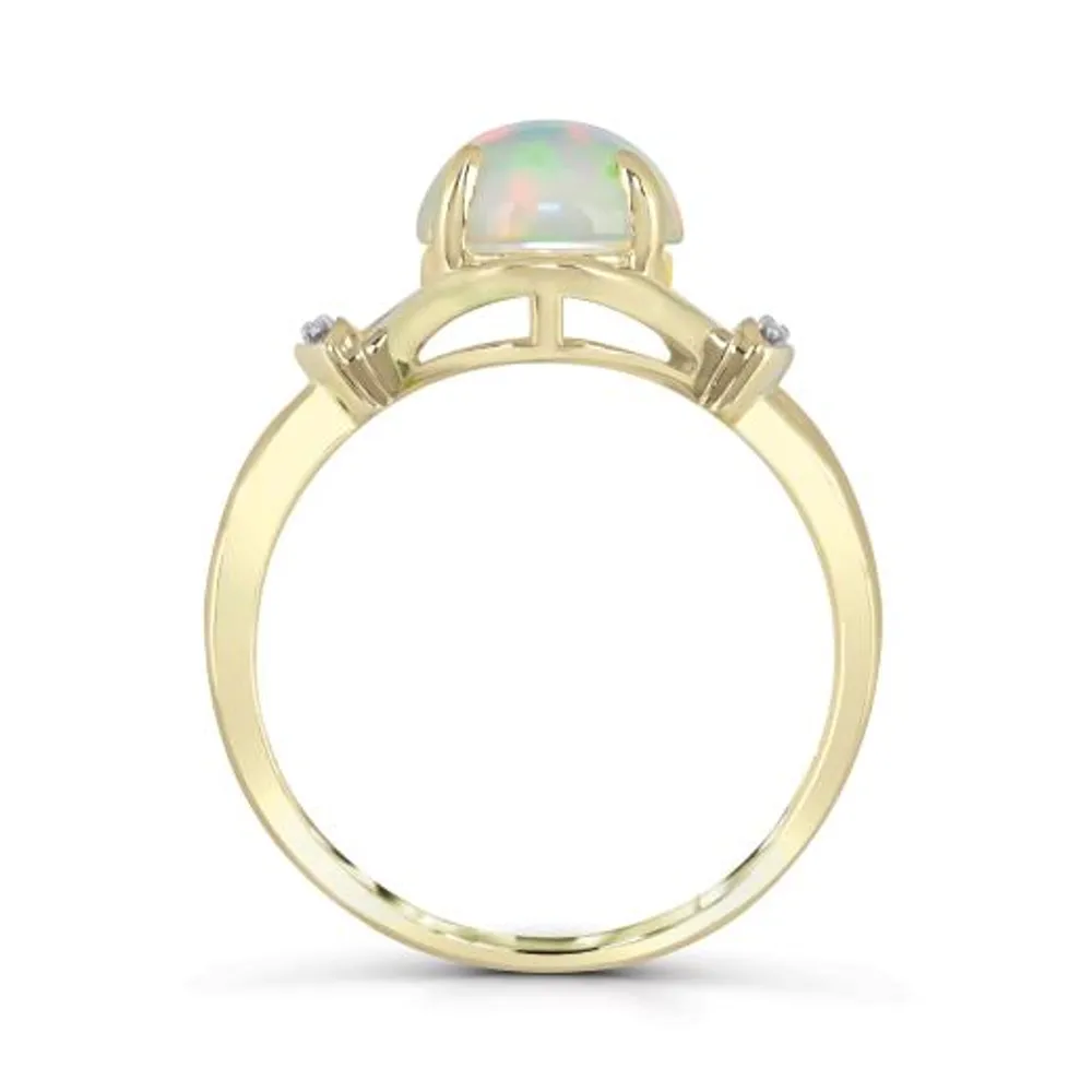 10K Yellow Gold Opal & Diamond Ring