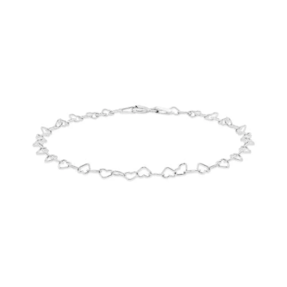 Sterling Silver 7" - 8" Adjustable Heart Link Bracelet