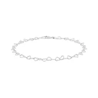 Sterling Silver 7" - 8" Adjustable Heart Link Bracelet