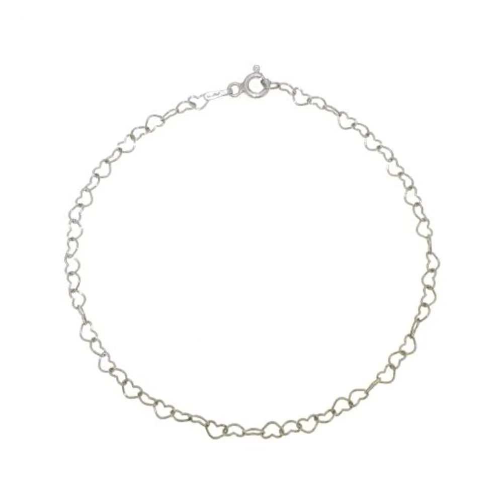 Sterling Silver 7" - 8" Adjustable Heart Link Bracelet