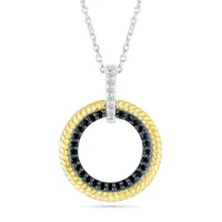 Sterling Silver & 10K Yellow Gold 0.18CTW Black Diamond Pendant