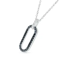 Sterling Silver Black Diamond Paperclip Pendant