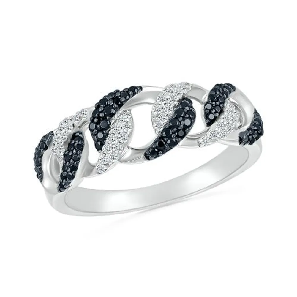 Sterling Silver 0.37CTWBlack Diamond Link Ring