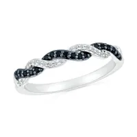 Sterling Silver 0.18CTW Black Diamond Twist Band