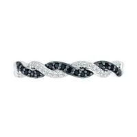 Sterling Silver 0.18CTW Black Diamond Twist Band