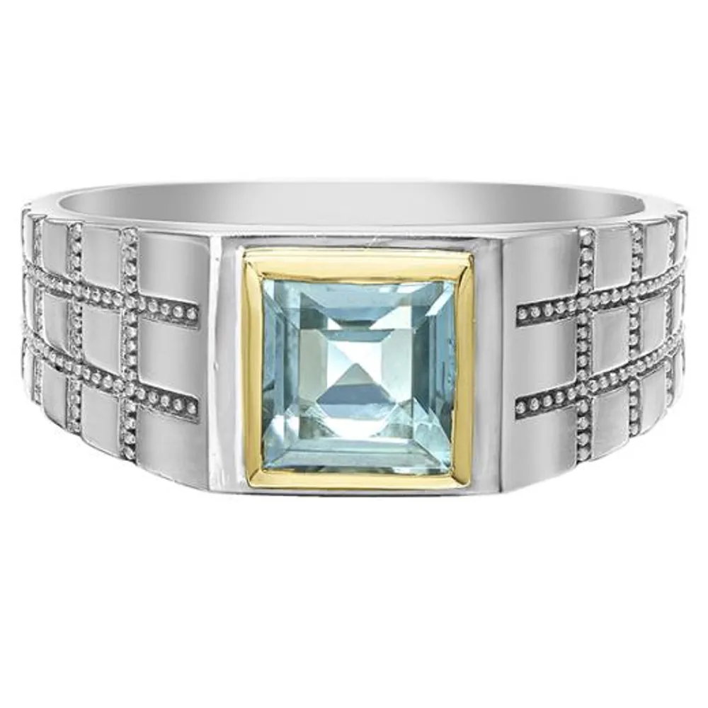 Sterling Silver Blue Topaz Men's Ring