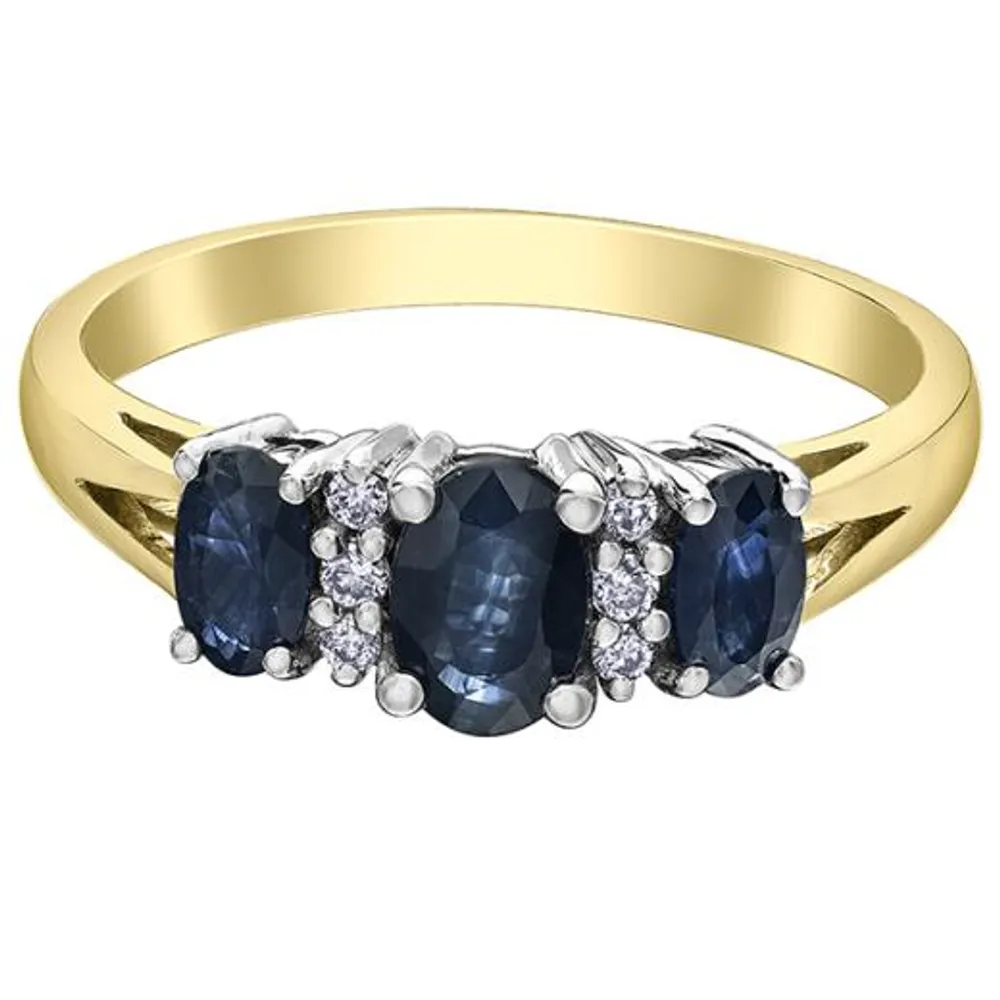 10K Yellow Gold Sapphire & Diamond Ring