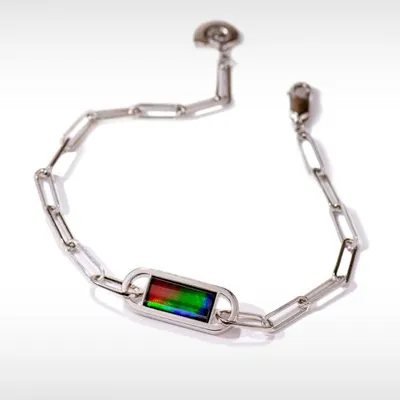 KORITE UNITY Sterling Silver Ammolite 8" Bracelet