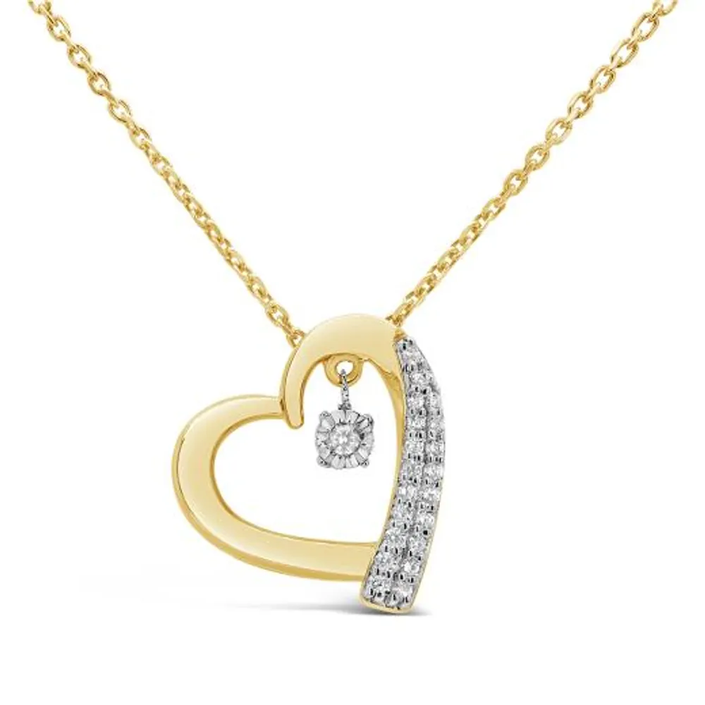 Dancing Diamonds 10K Yellow Gold 0.11CTW Diamond Heart Pendant