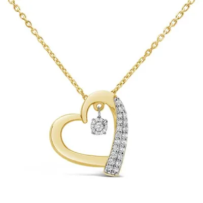 Dancing Diamonds 10K Yellow Gold 0.11CTW Diamond Heart Pendant