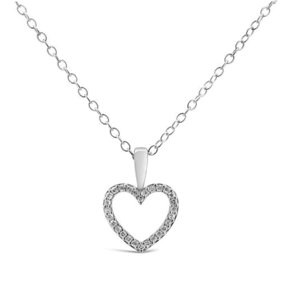 10K White Gold Diamond Heart Pendant