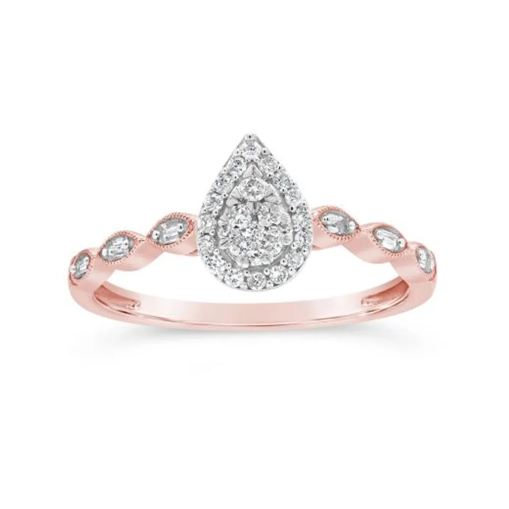 10K Rose Gold 0.20CTW Diamond Promise Ring