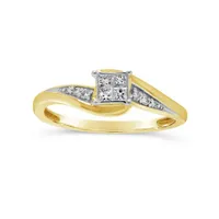 10K Yellow Gold 0.15CTW Princess Cut Diamond Promise Ring