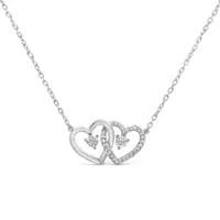Sterling Silver Diamond Double Heart Necklace