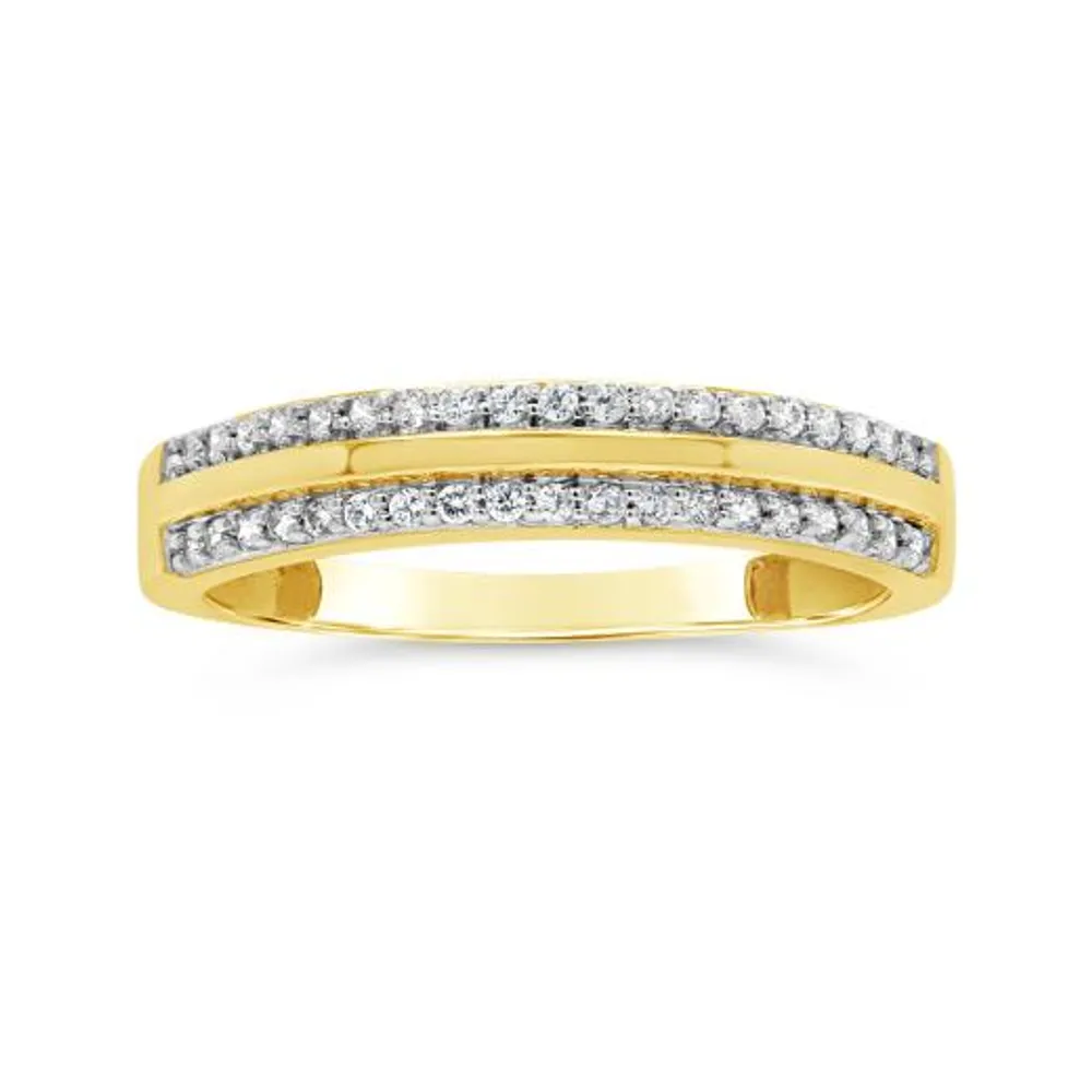 10K Yellow Gold 0.23CTW Diamond Double Row Stackable Ring