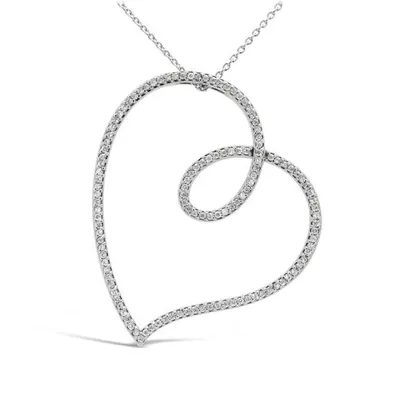 Amazon.com: Jewel Zone US Champagne White Natural Diamond Frame Tilted  Heart Pendant Necklace 925 Sterling Silver (1/2 Ct) : Clothing, Shoes &  Jewelry