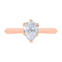 New Brilliance 14K Rose Gold Lab Grown 1.00CT Pear Diamond Solitaire Ring