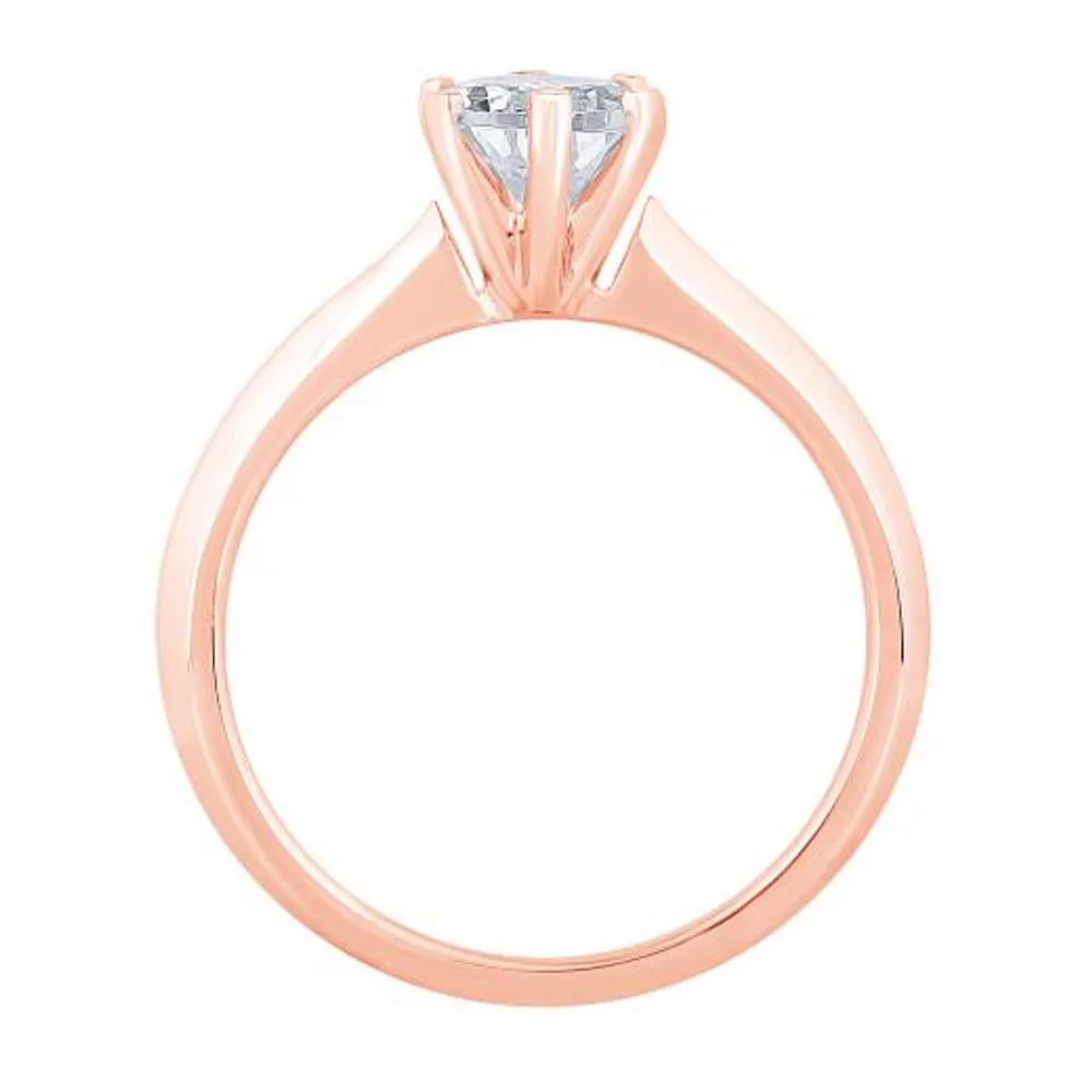 New Brilliance 14K Rose Gold Lab Grown 1.00CT Pear Diamond Solitaire Ring