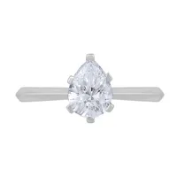 New Brilliance 14K White Gold Lab Grown 1.00CT Pear Diamond Solitaire Ring