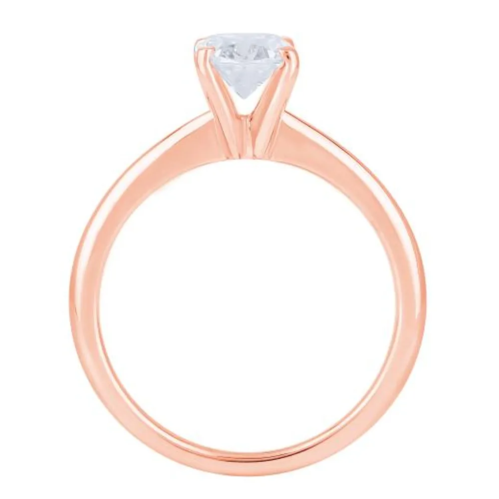 New Brilliance 14K Rose Gold Lab Grown 1.00CT Oval Shaped Diamond Solitaire Ring