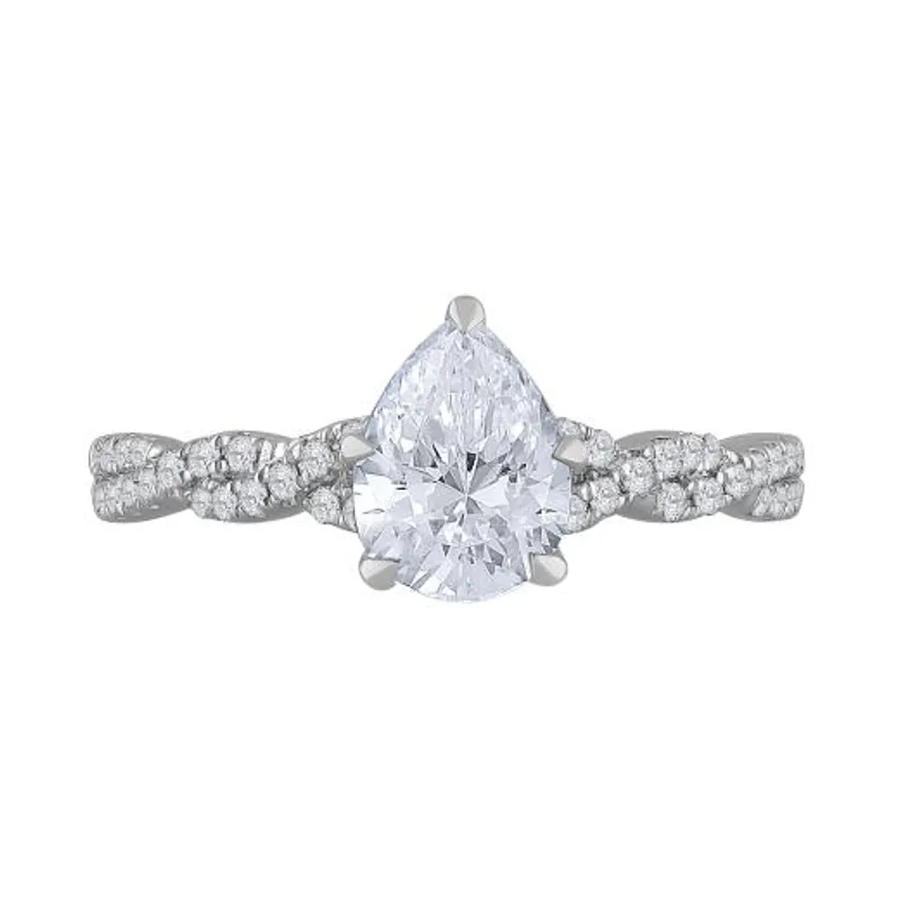 New Brilliance 14K White Gold Lab Grown 1.23CTW Pear Diamond Bridal Ring