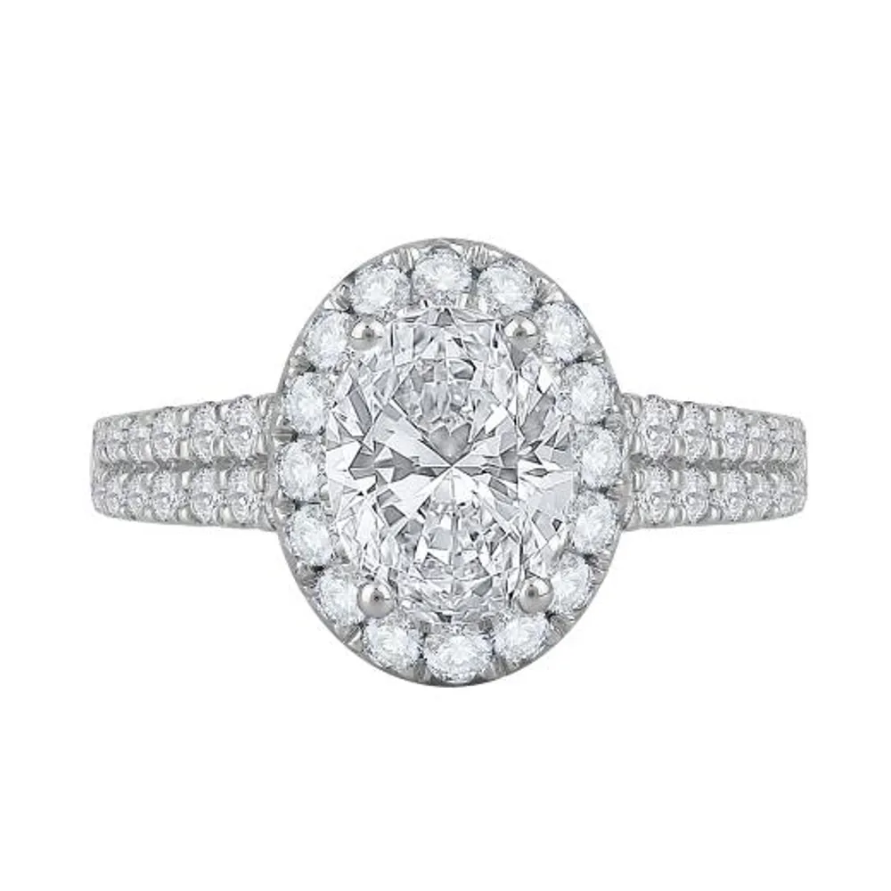 New Brilliance 14K White Gold Lab Grown 3.00CTW Oval Diamond Halo Ring