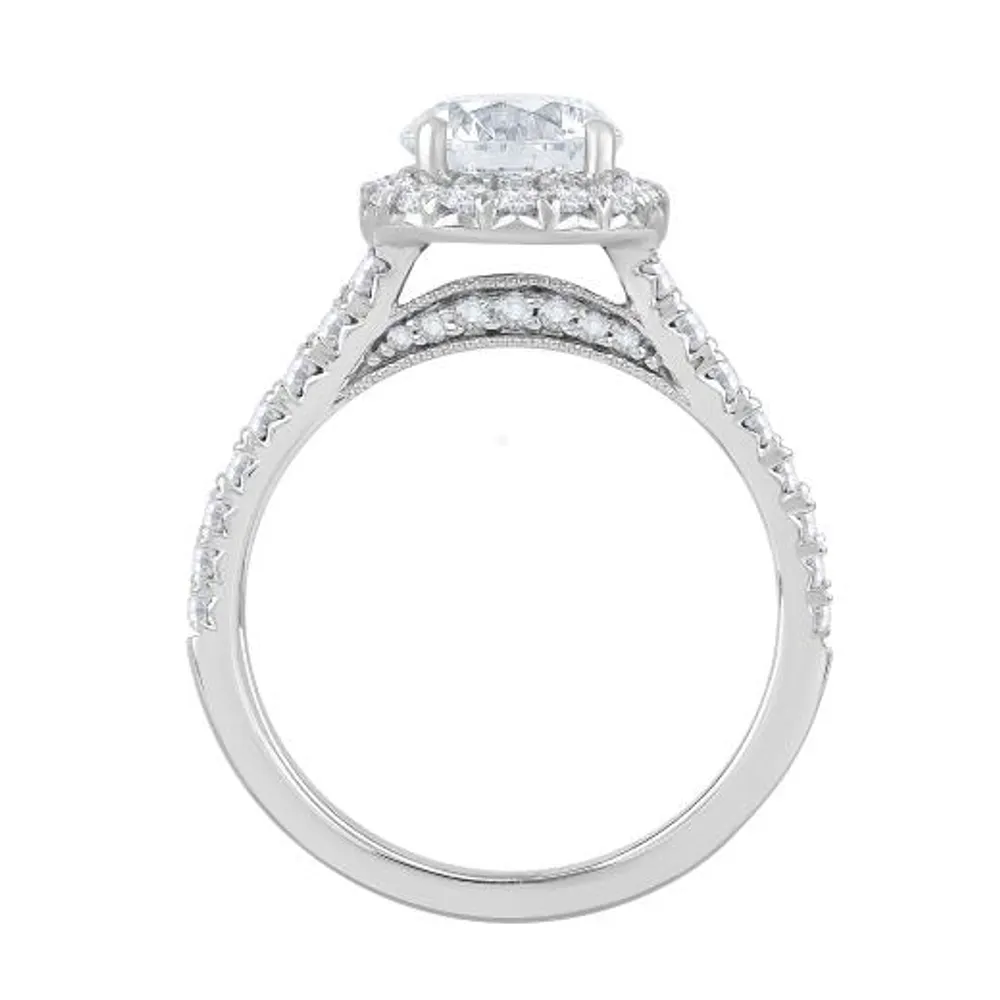 New Brilliance 14K White Gold Lab Grown 3.00CTW Oval Diamond Halo Ring