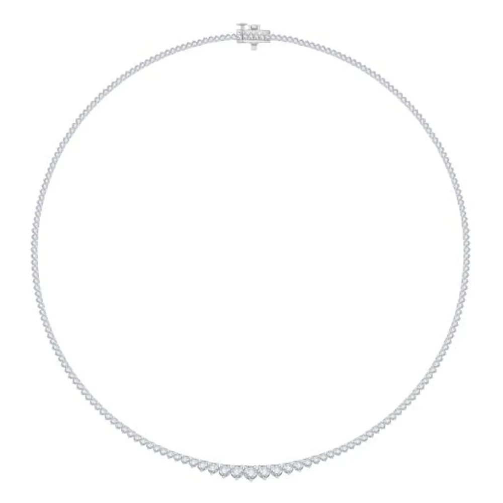 New Brilliance 14K White Gold Lab Grown 5.00CTW Diamond Tennis Necklace