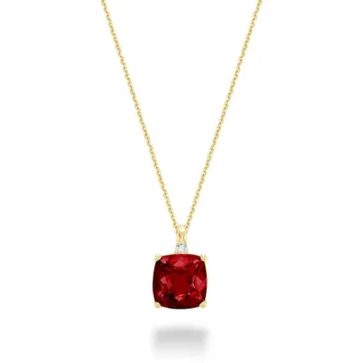 10K Yellow Gold Created Ruby & Diamond Pendant