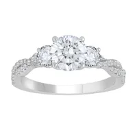 New Brilliance 14K White Gold Lab Grown 1.58CTW Three Stone Bridal Ring