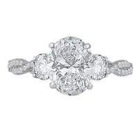 New Brilliance 14K White Gold Lab Grown 2.18CTW Oval Three Stone Diamond Ring