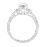 New Brilliance 14K White Gold Lab Grown 2.18CTW Oval Three Stone Diamond Ring