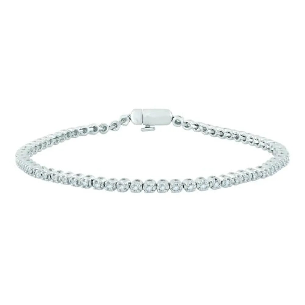 10K White Gold 1.00CTW Diamond Tennis Bracelet