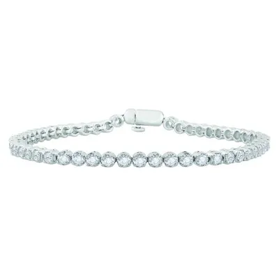 10K White Gold 3.03CTW Diamond Tennis Bracelet