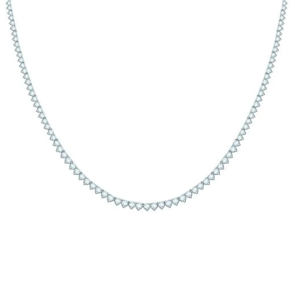 14K White Gold 7.01CTW Tennis Diamond Necklace